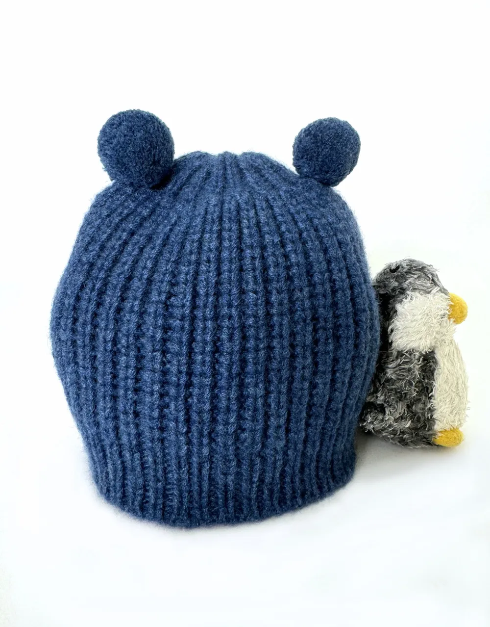 Little Cashmere Beanie with Pom Pom Ears in Nautica