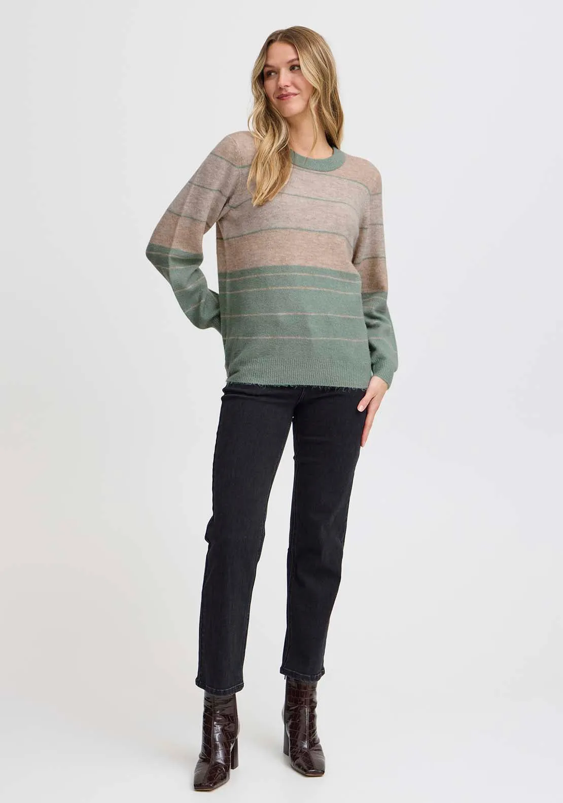 Long Sleeve Knit Pullover - Green Bay Melange