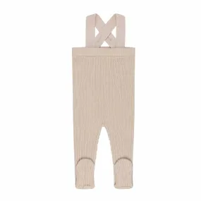 Looms Beige Bubble Knit Ribbed Overalls
