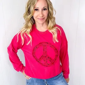 Making Peace Patch Long Sleeve Mineral Washed Knit Pullover in 2 Colors