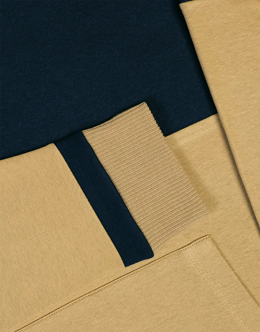 Men's Fleece Round Neck Sweatshirt-Navy & Skin