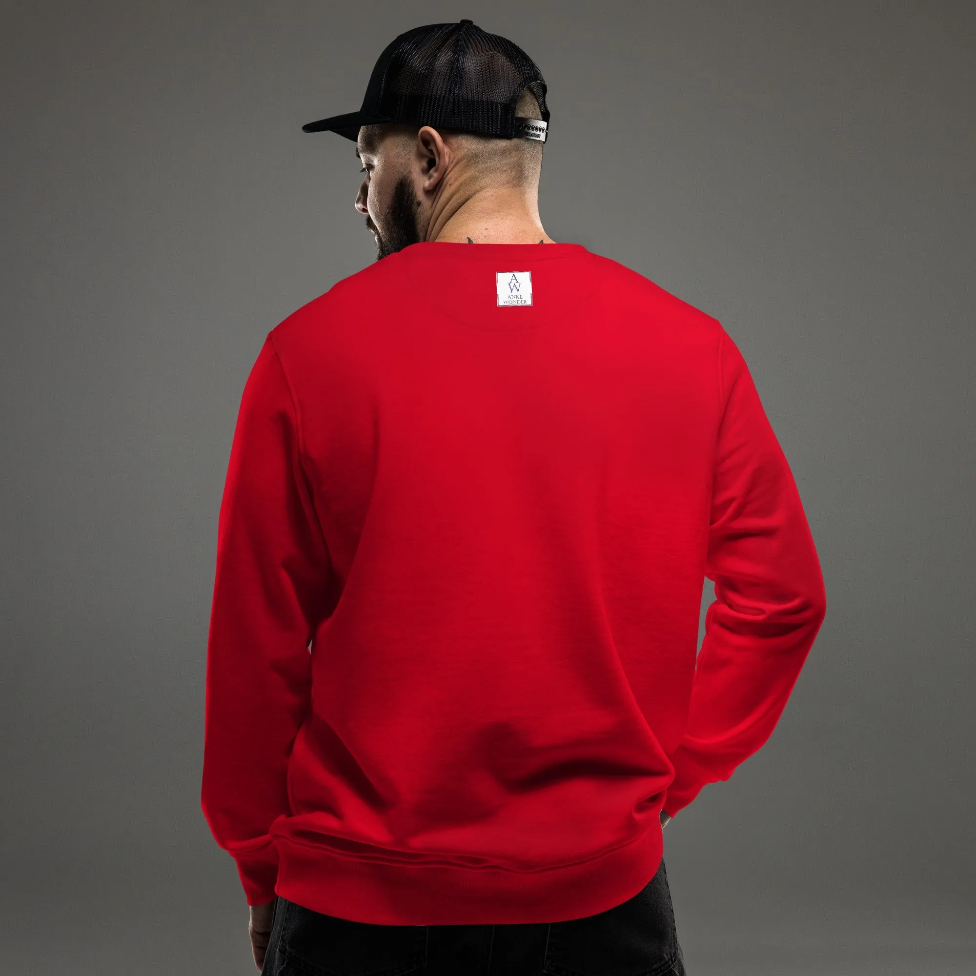 Men's Organic Cotton Christmas Sweatshirt - Santa’s Vegan Cookies Design (Grey, Red, White)