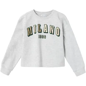 Name It Light Grey Melange Losefine Loose Short Sweatshirt