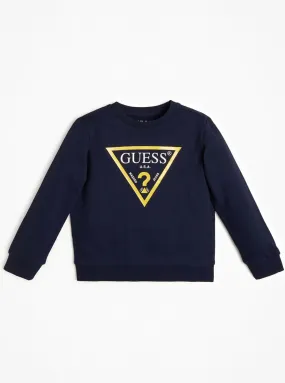 Navy Blue Long Sleeve Fleece Pullover Top (2-7)