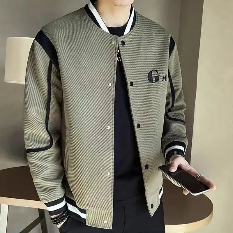 New Spring and Autumn Fashion Brand Splice Korean Version Trendy and Handsome Relaxed Casual Jacket Lapel Versatile Men's Jacket