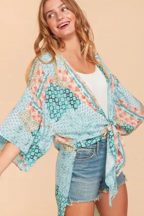 *Online Exclusive* Bohemian Ethnic Rayon Challis Cover Up Kimono