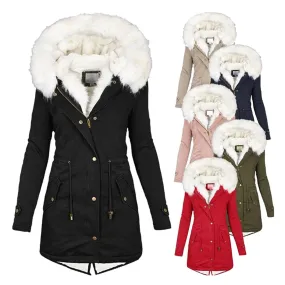 Plus Size Mid-Length Padded Winter Jacket with Hood