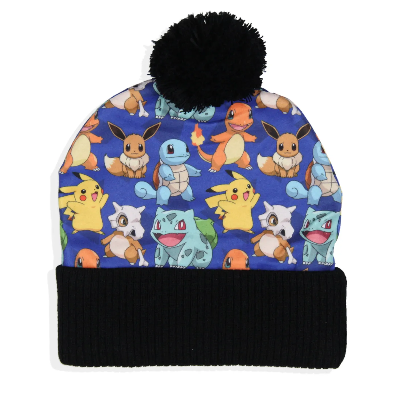 Pokemon Sublimated Pikachu Eevee Charmander Squirtle Bulbasaur Pom Beanie Hat