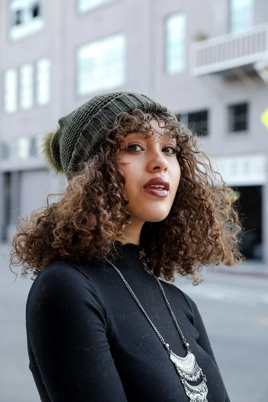 Pom Beanie with Faux Sherpa Lining (5 Options)