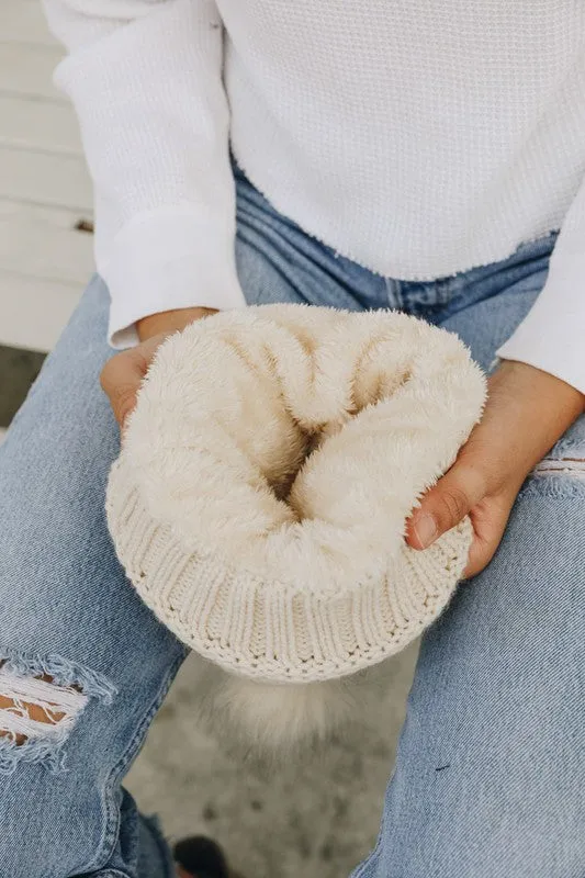 Pom Beanie with Faux Sherpa Lining (5 Options)
