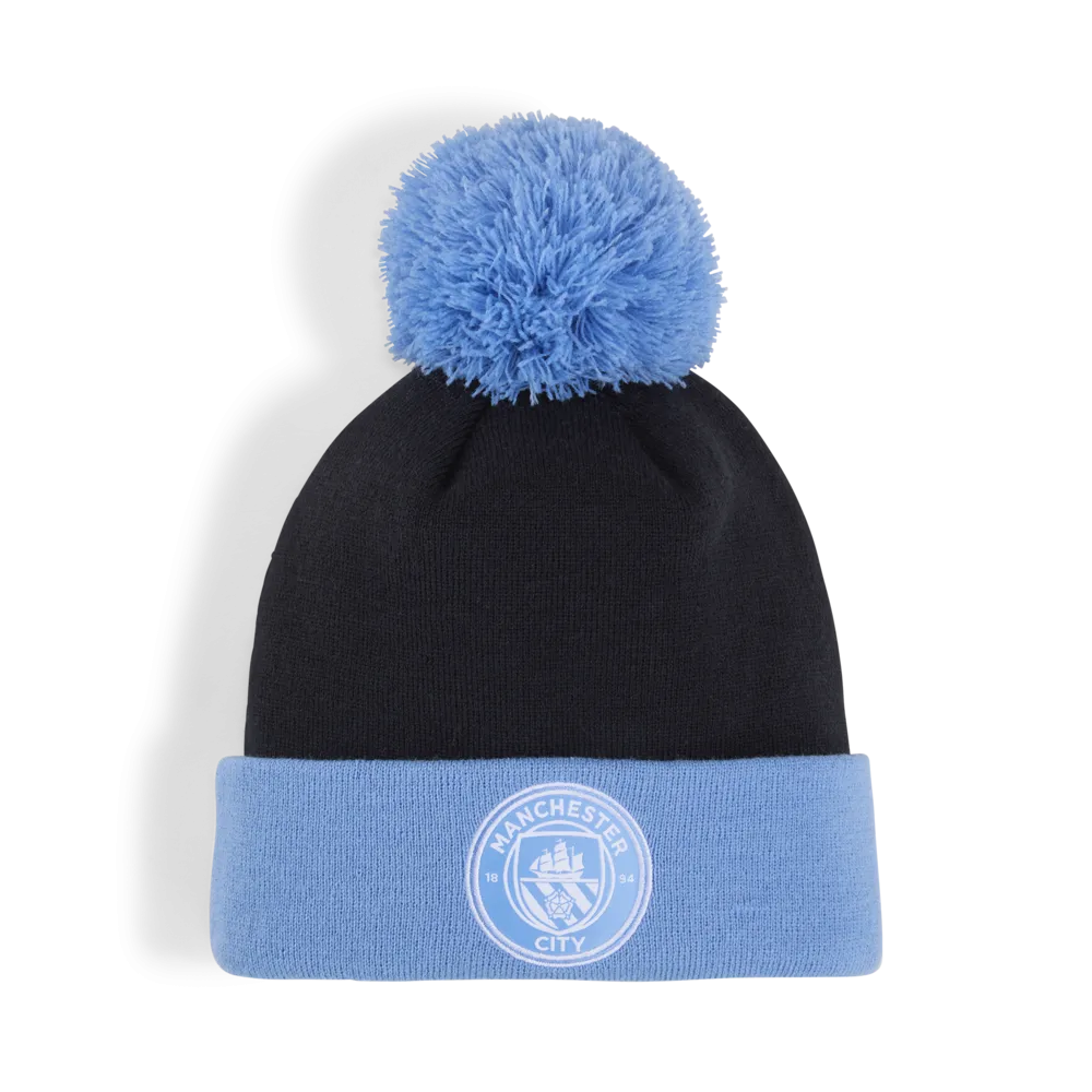 Puma Manchester City Ess Pom Beanie Navy/Team Light Blue