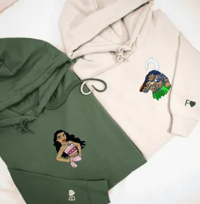 "Cartoon Character Couple" Matching Couple Sweatshirts - Personalized Embroidered Sweatshirts For Couples