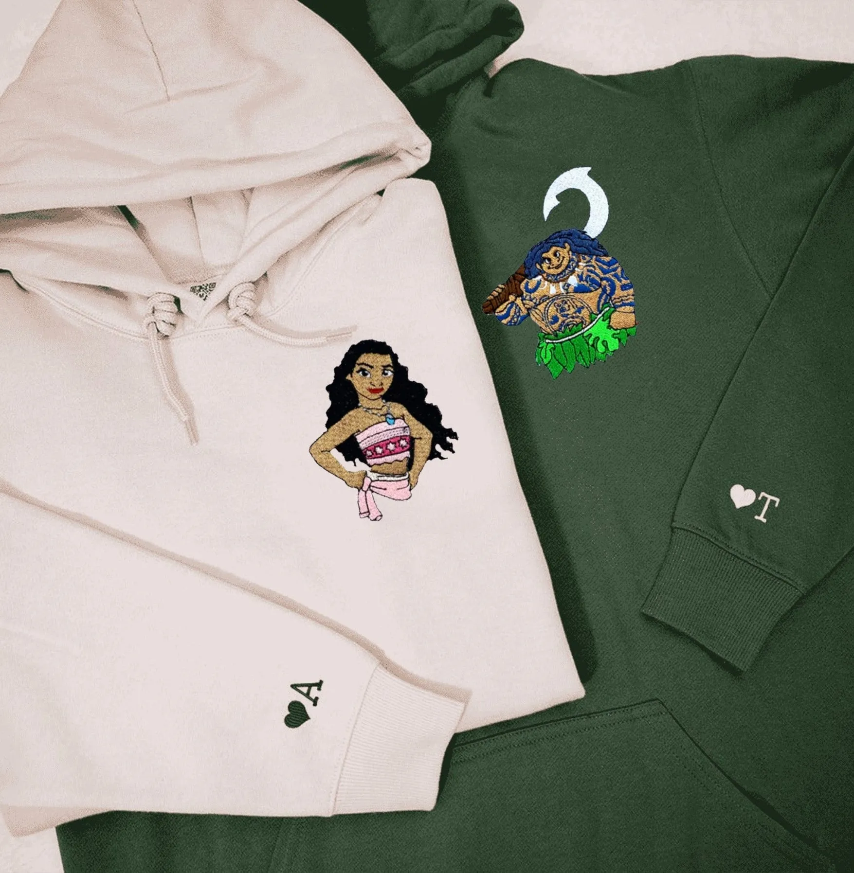 "Cartoon Character Couple" Matching Couple Sweatshirts - Personalized Embroidered Sweatshirts For Couples