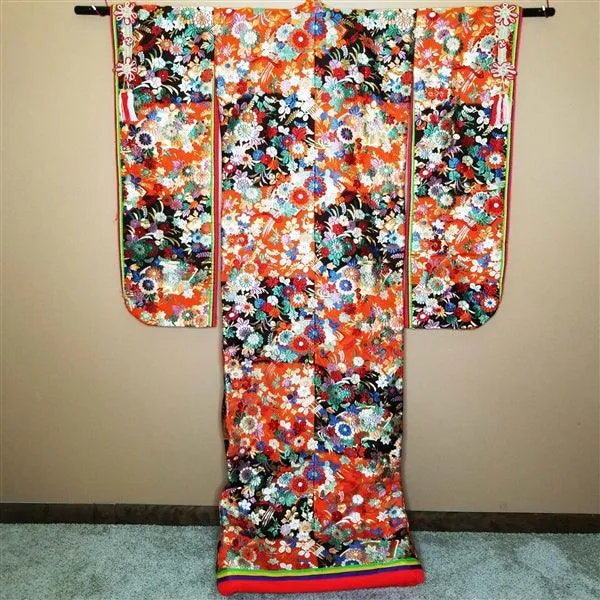 "Floral Collage" Vintage Wedding Kimono (Uchikake)