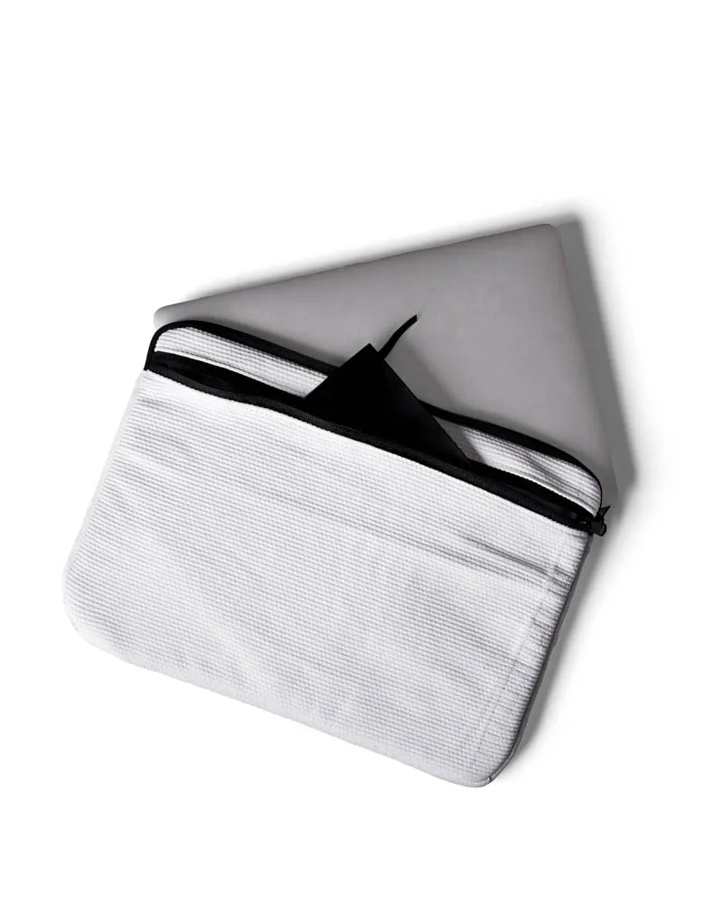 Repurposed Small Laptop Sleeve - White