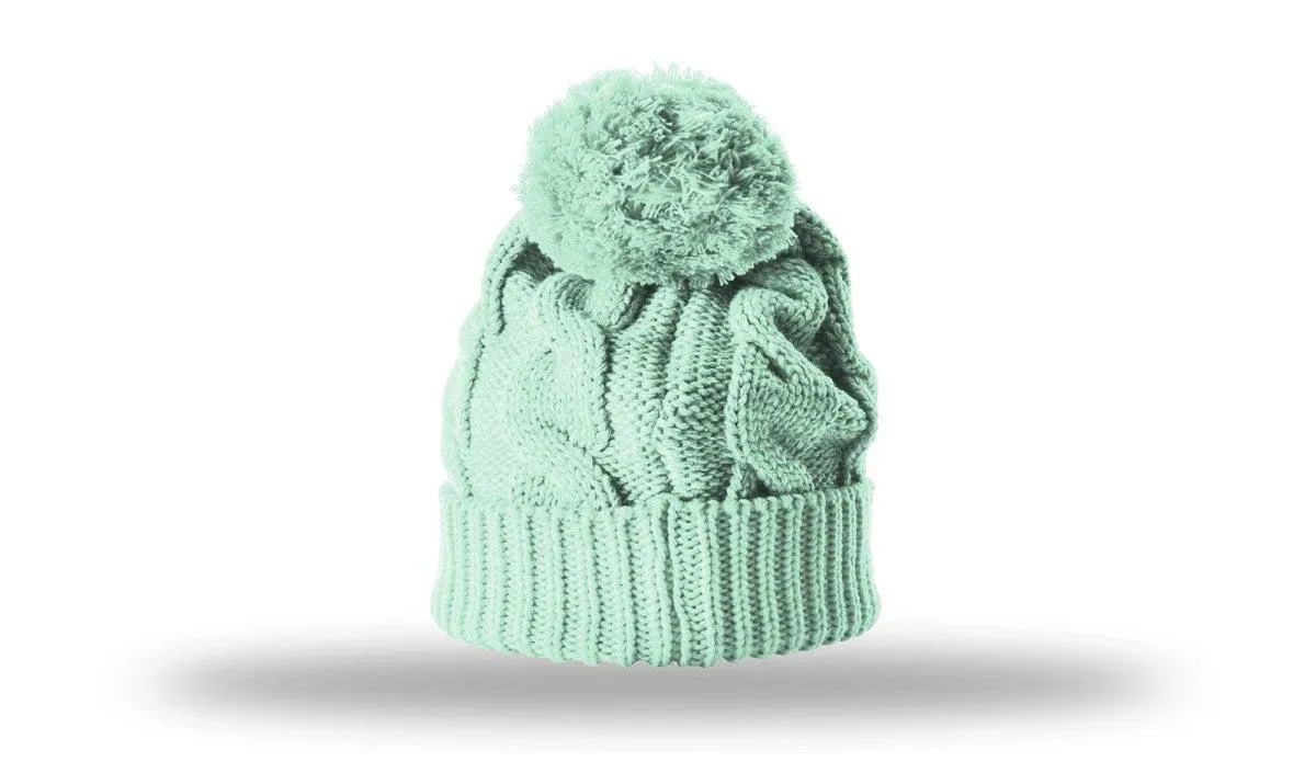 Richardson Chunk Twist Knit Beanie W/ Cuff & Pom