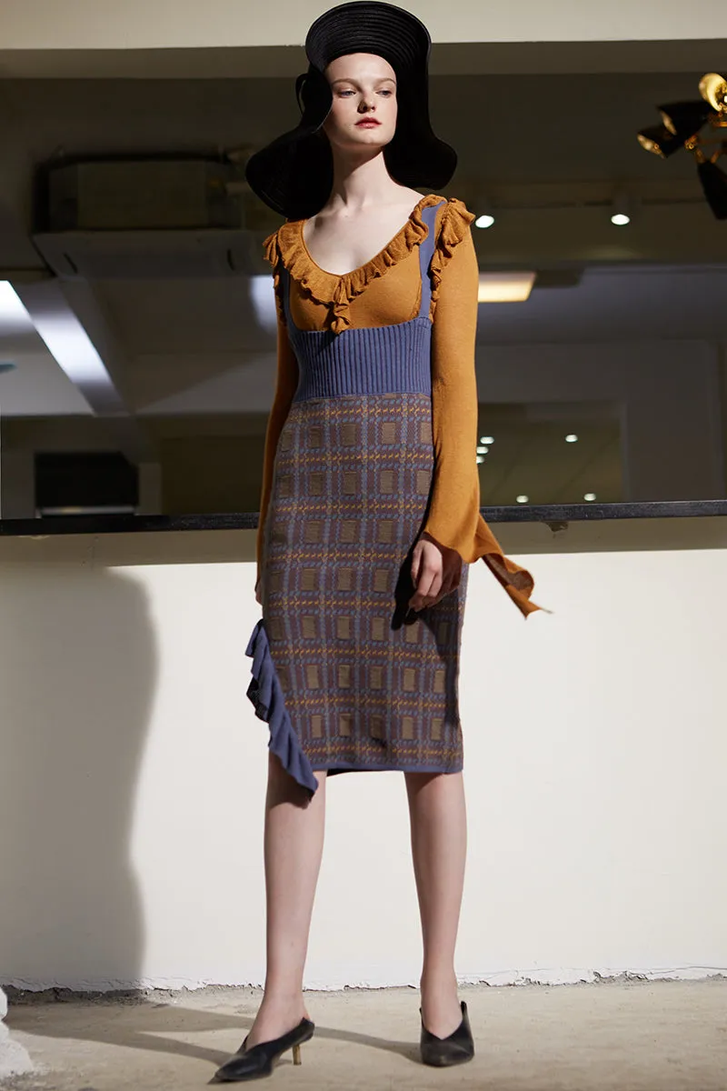 Rimless | High Waisted Overall Strapped Knitted Dress