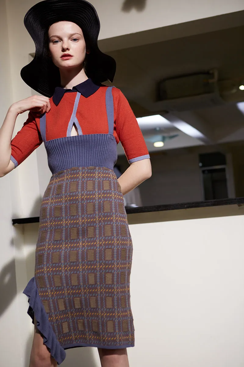 Rimless | High Waisted Overall Strapped Knitted Dress