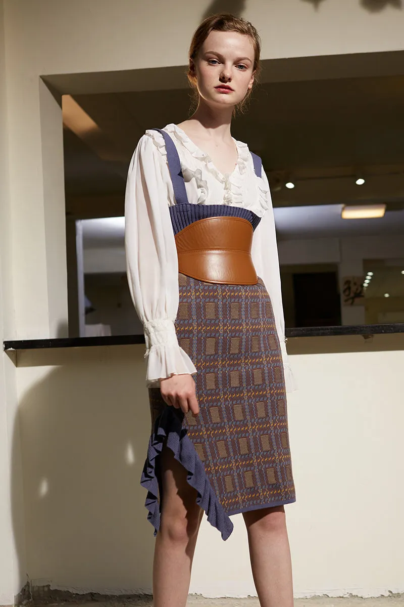 Rimless | High Waisted Overall Strapped Knitted Dress