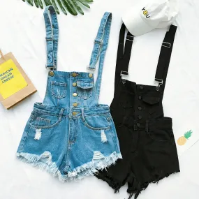Ripped Denim Dungarees