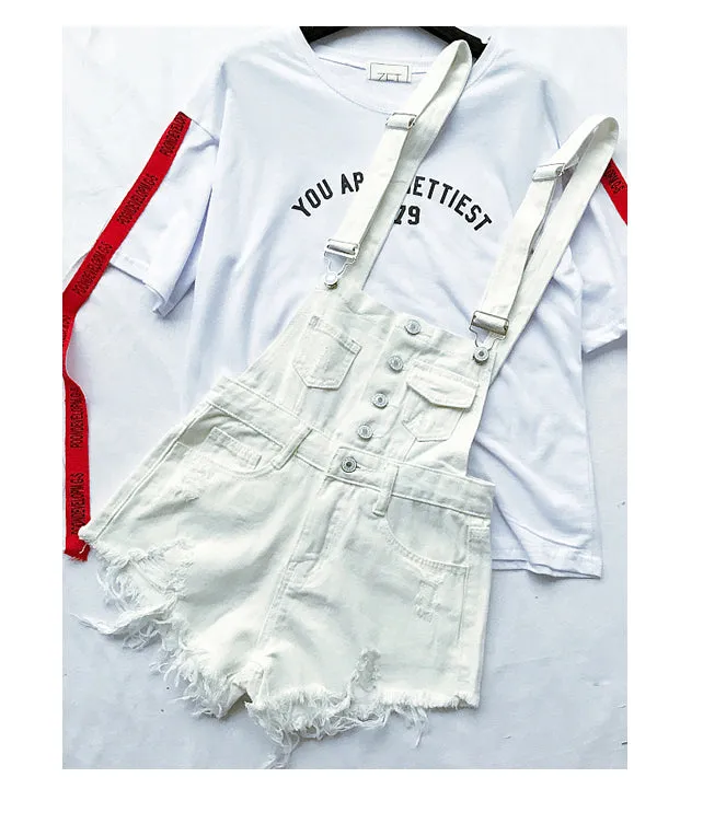 Ripped Denim Dungarees
