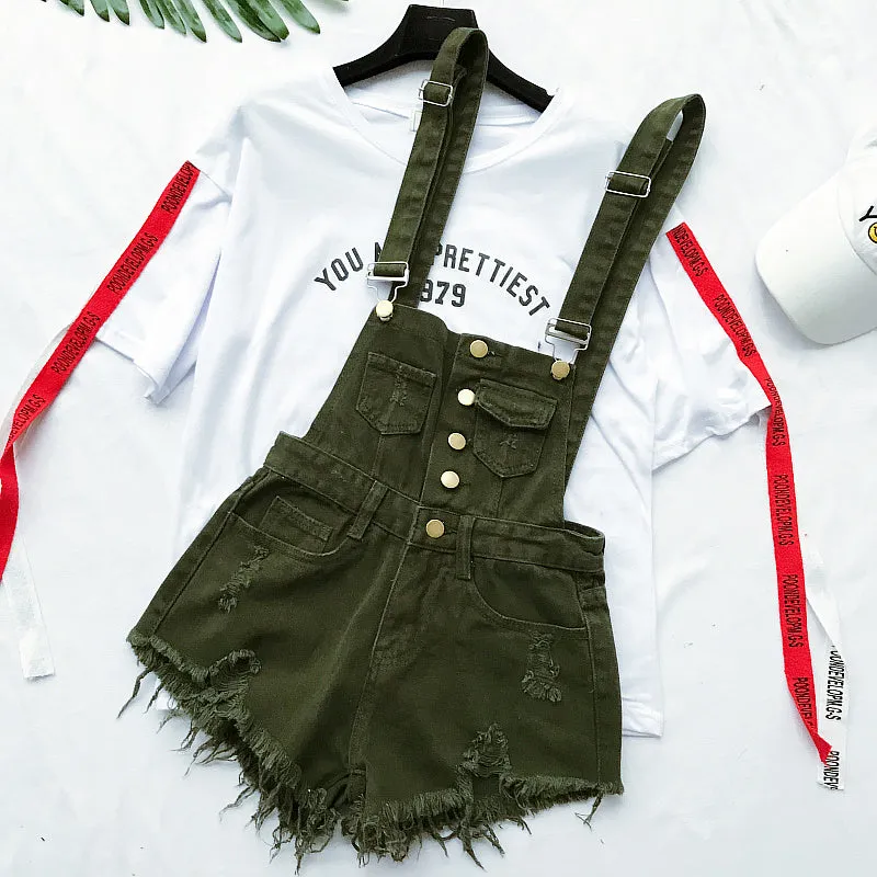 Ripped Denim Dungarees
