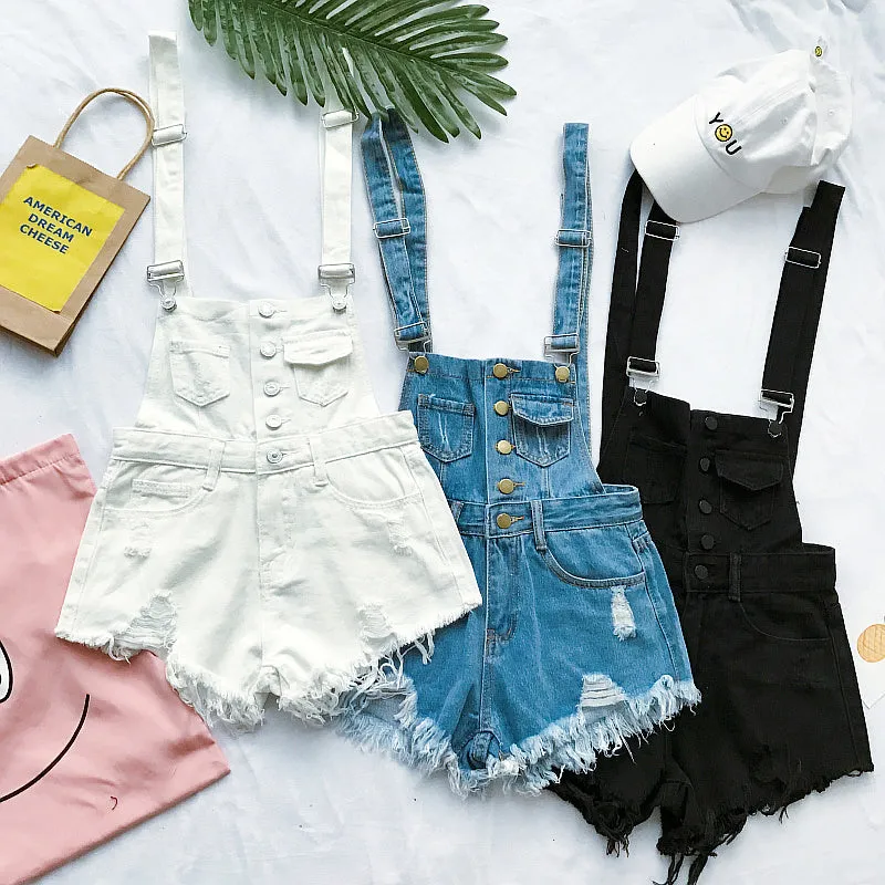 Ripped Denim Dungarees