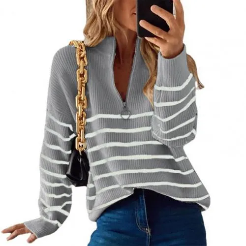 Sara Sweater | V-Ausschnitt Pullover mit Reißverschluss für Frauen