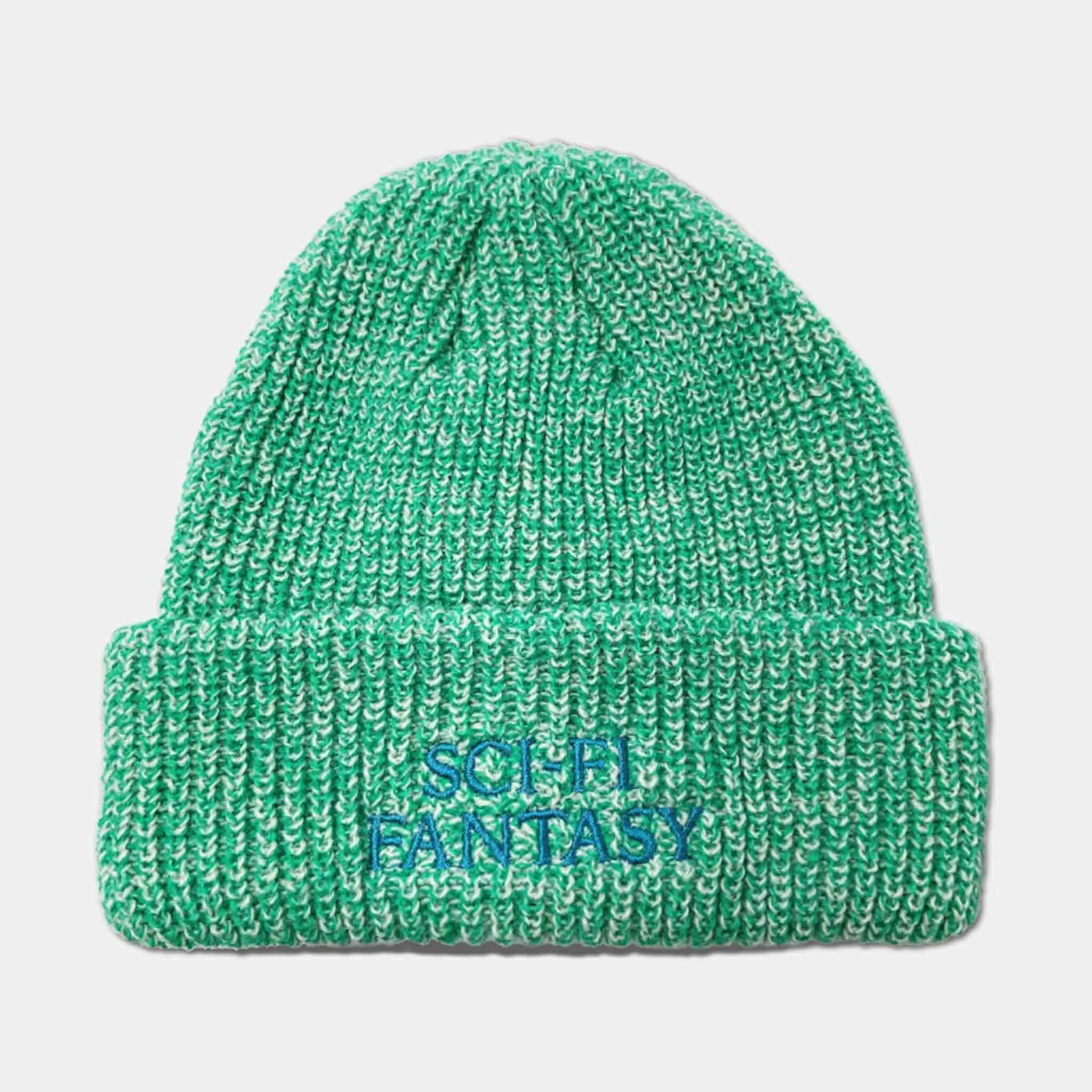Sci-Fi Fantasy - Mixed Yarn Logo Beanie - Green / Cream