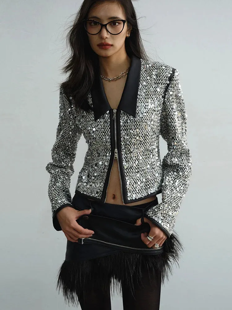 Sheeplur Zippered Sequin Jacket