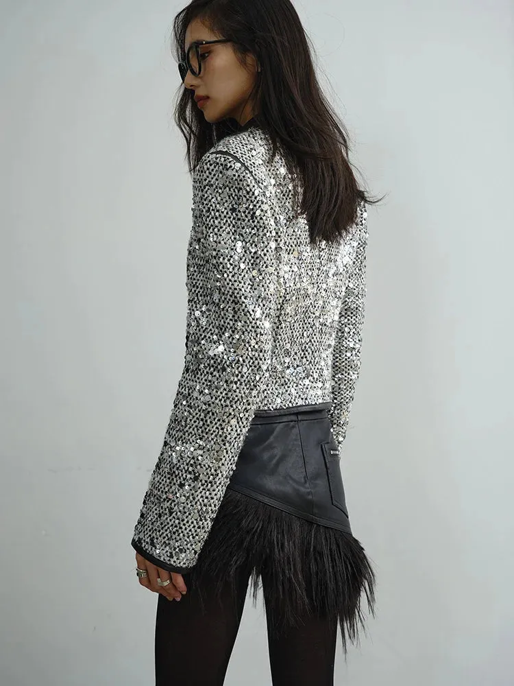 Sheeplur Zippered Sequin Jacket