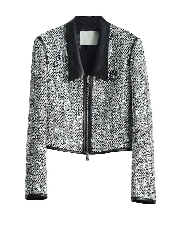 Sheeplur Zippered Sequin Jacket
