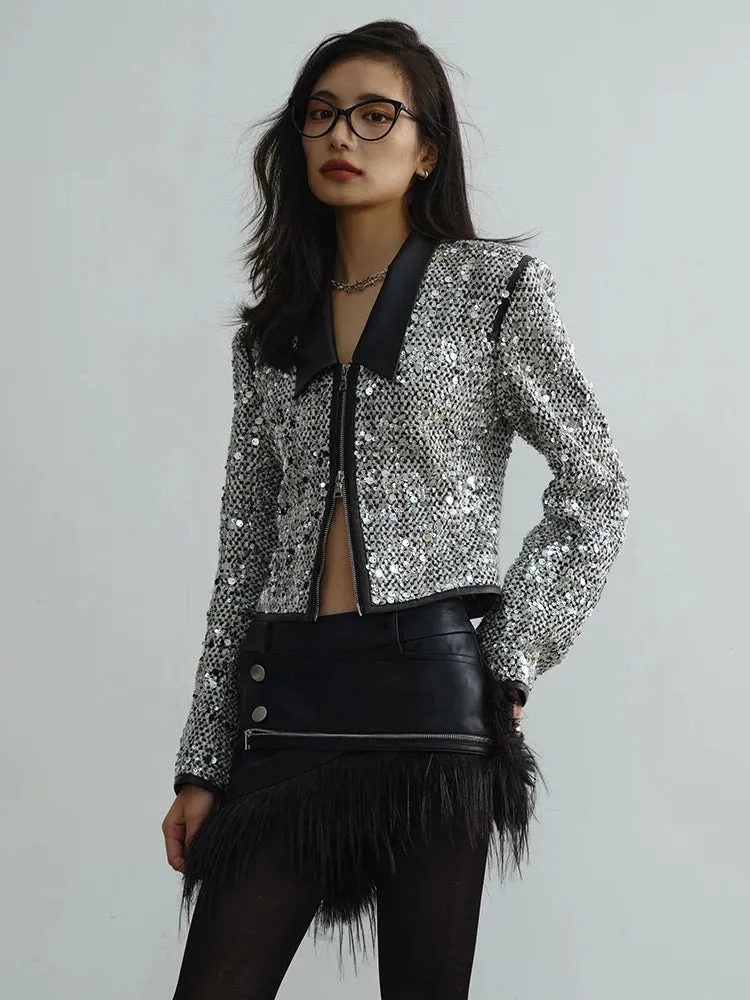 Sheeplur Zippered Sequin Jacket