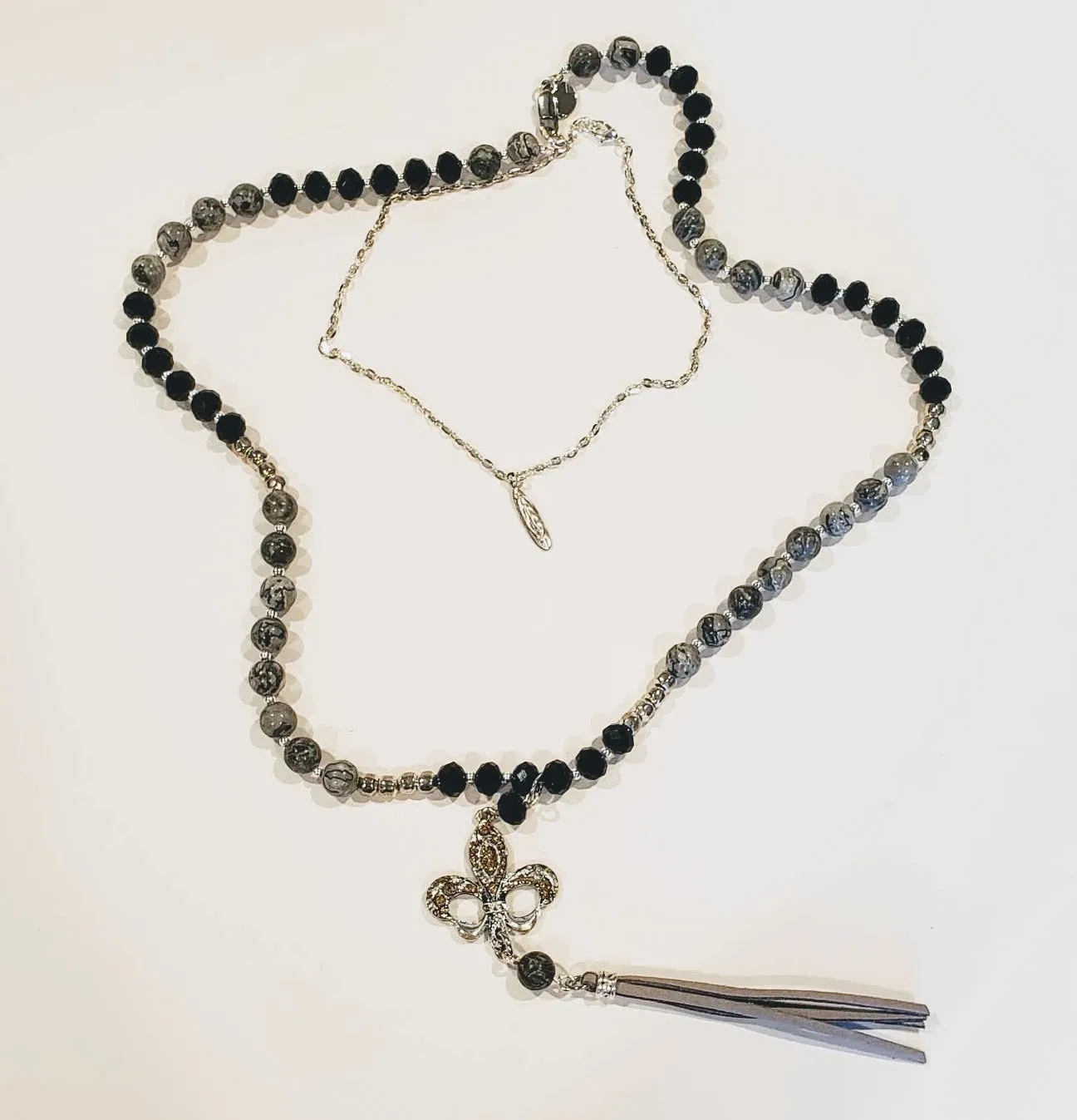 Short Silver Chain Necklace With Drop Pendant