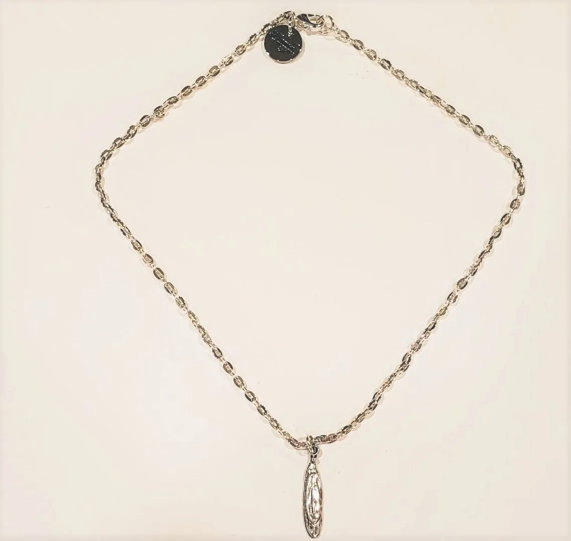 Short Silver Chain Necklace With Drop Pendant