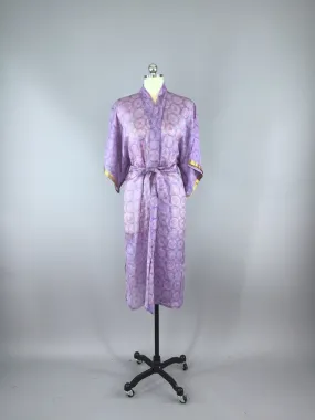 Silk Sari Robe / Lavender Abstract