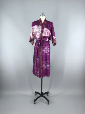 Silk Sari Robe / Purple Ikat