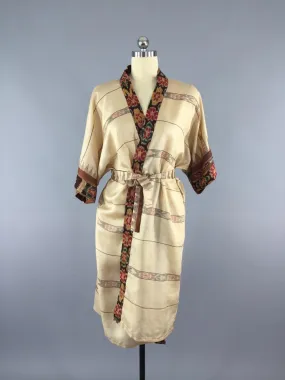 Silk Sari Robe / Tan Ikat