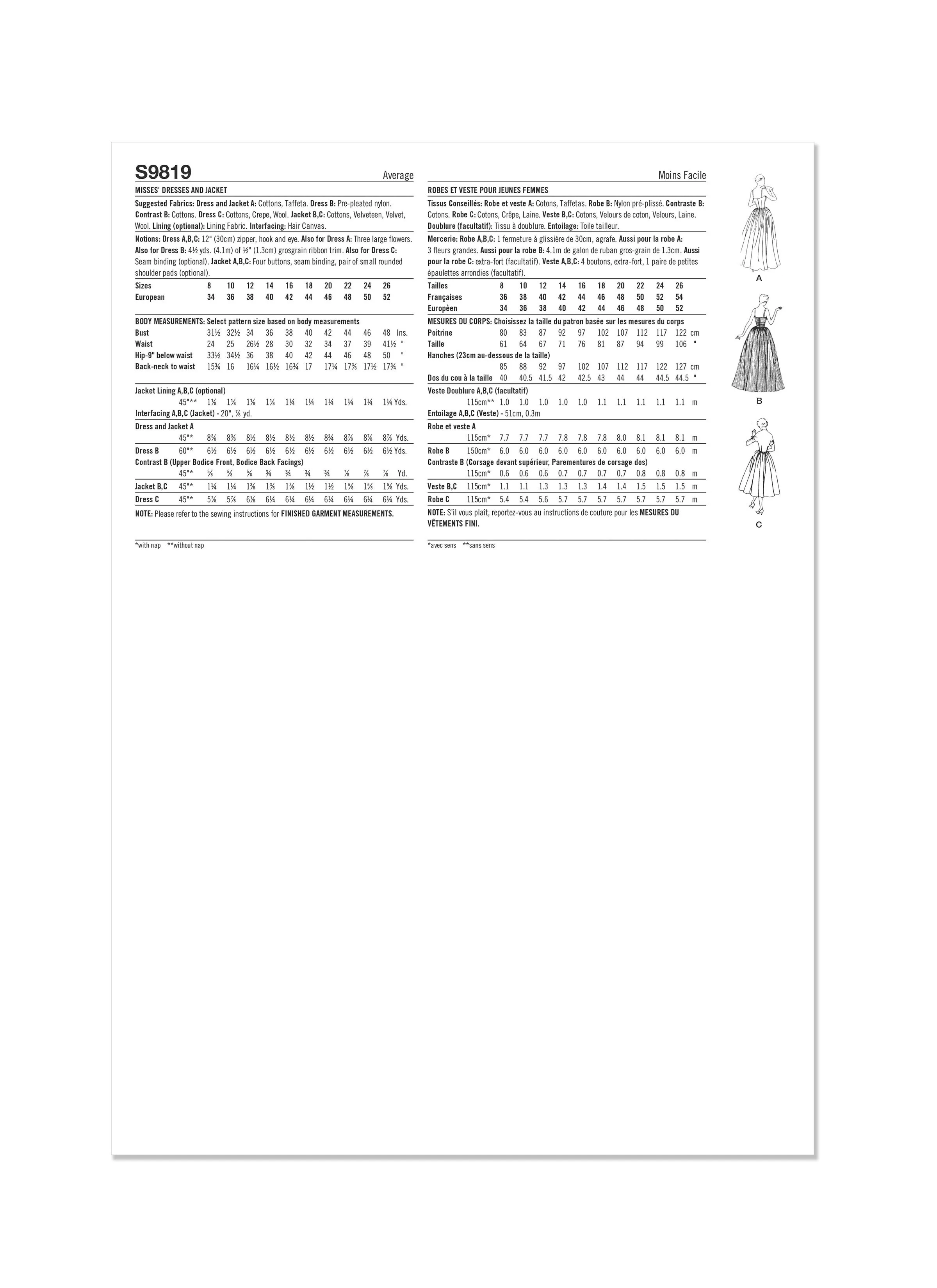 Simplicity sewing pattern 9819 Misses' Dresses and Jacket