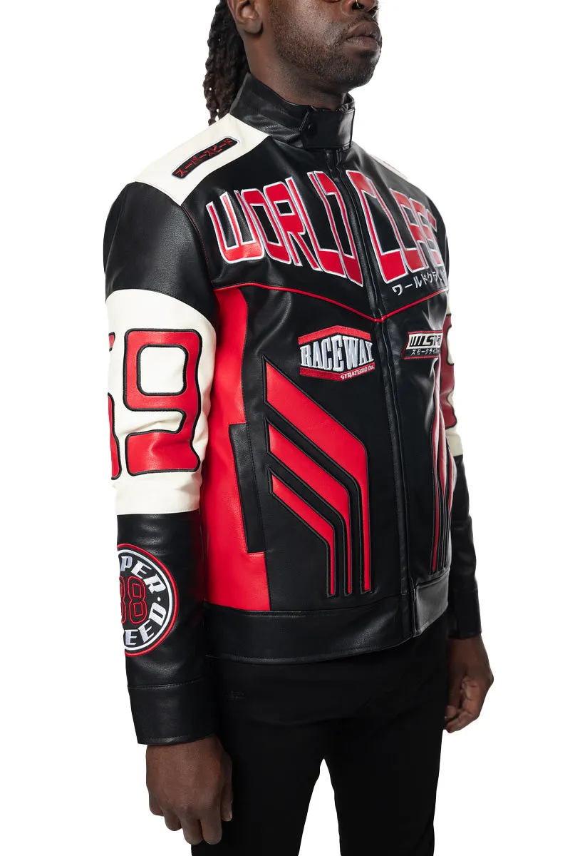 Smoke Rise Men's PU Leather Racing Jacket