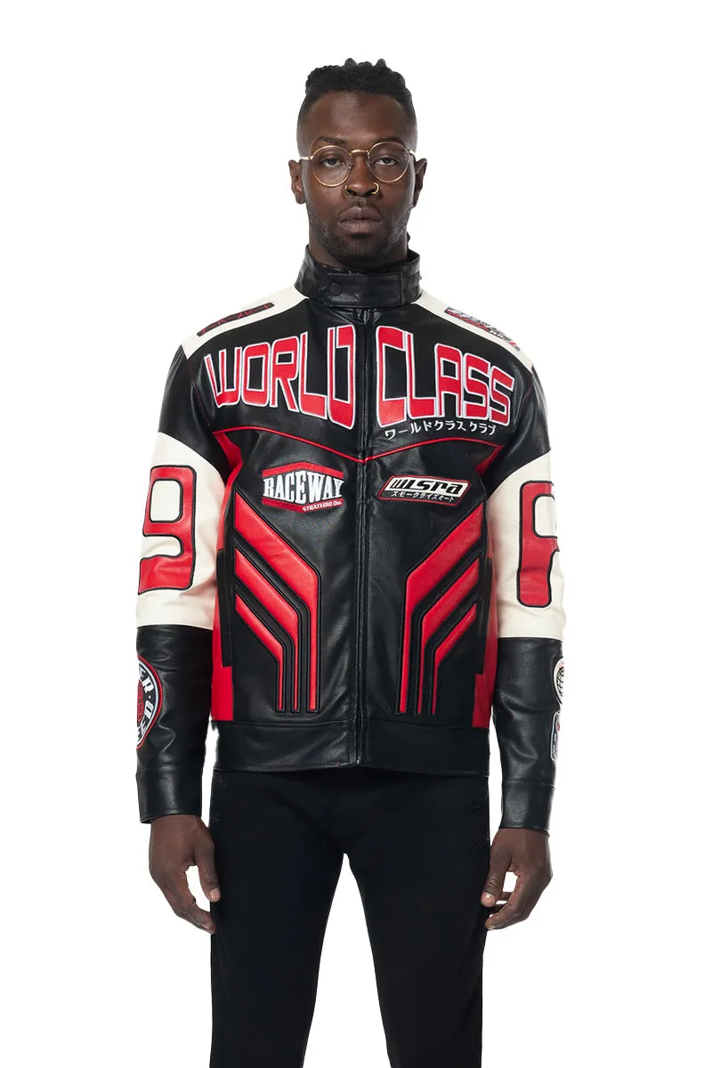 Smoke Rise Men's PU Leather Racing Jacket