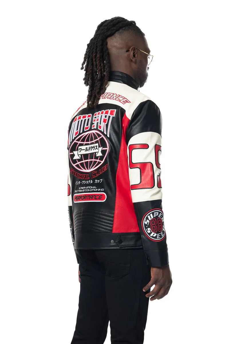 Smoke Rise Men's PU Leather Racing Jacket