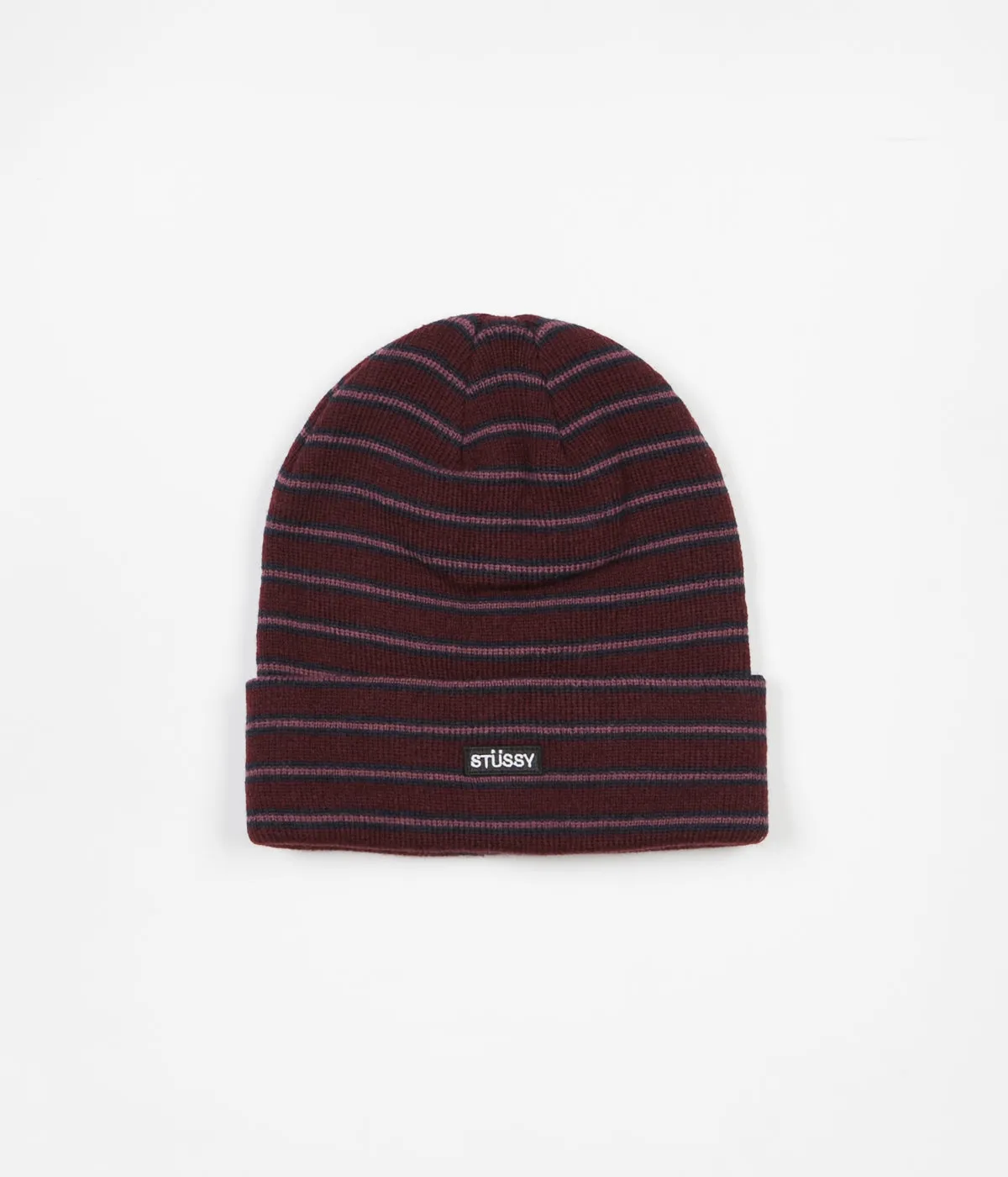 Stussy Striped Cuff Beanie - Wine