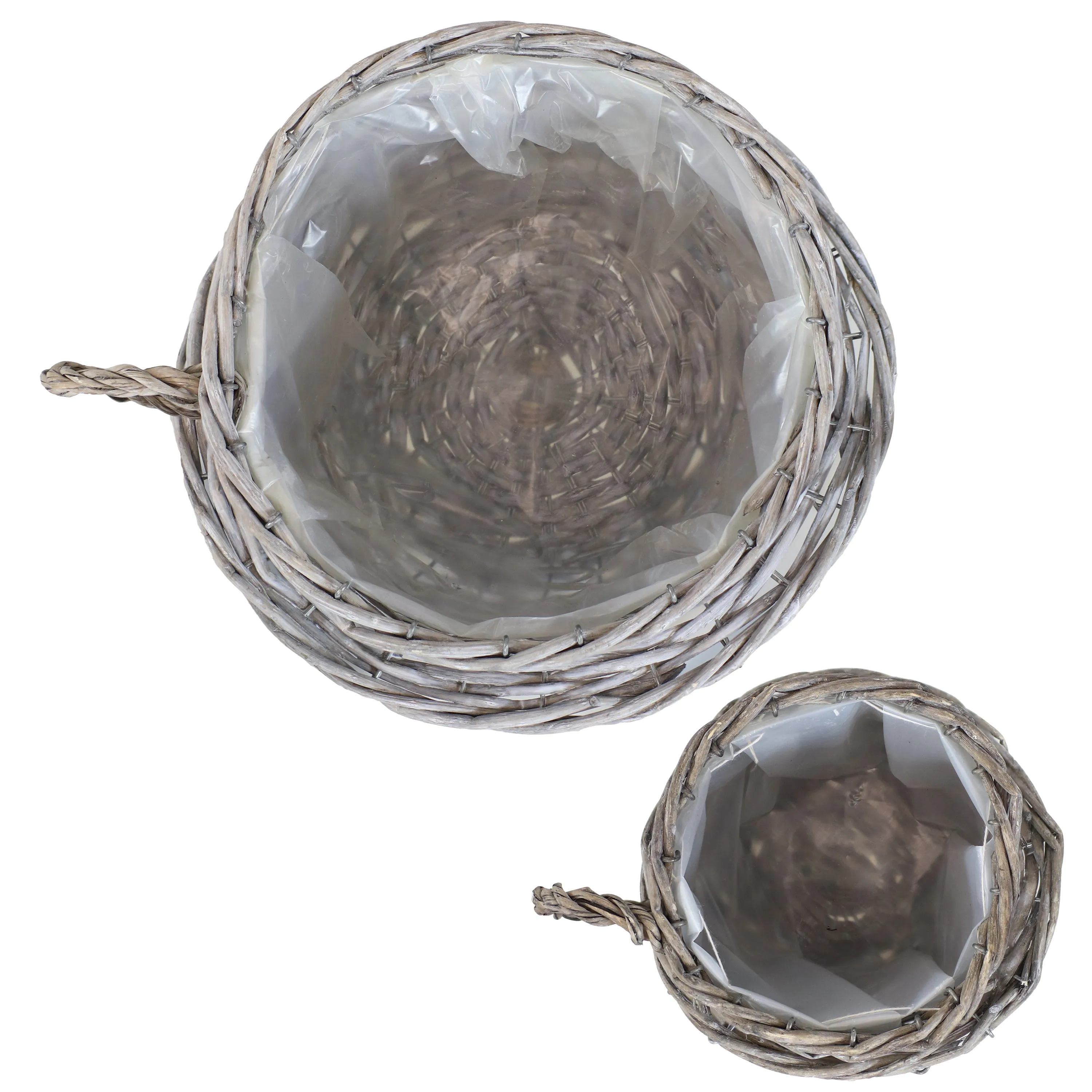 Sunnydaze Set of 2 Gray Willow Wicker Coffee Cup Indoor Planters