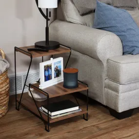 Sunnydaze Side Table with Faux Woodgrain Shelves - 21” H