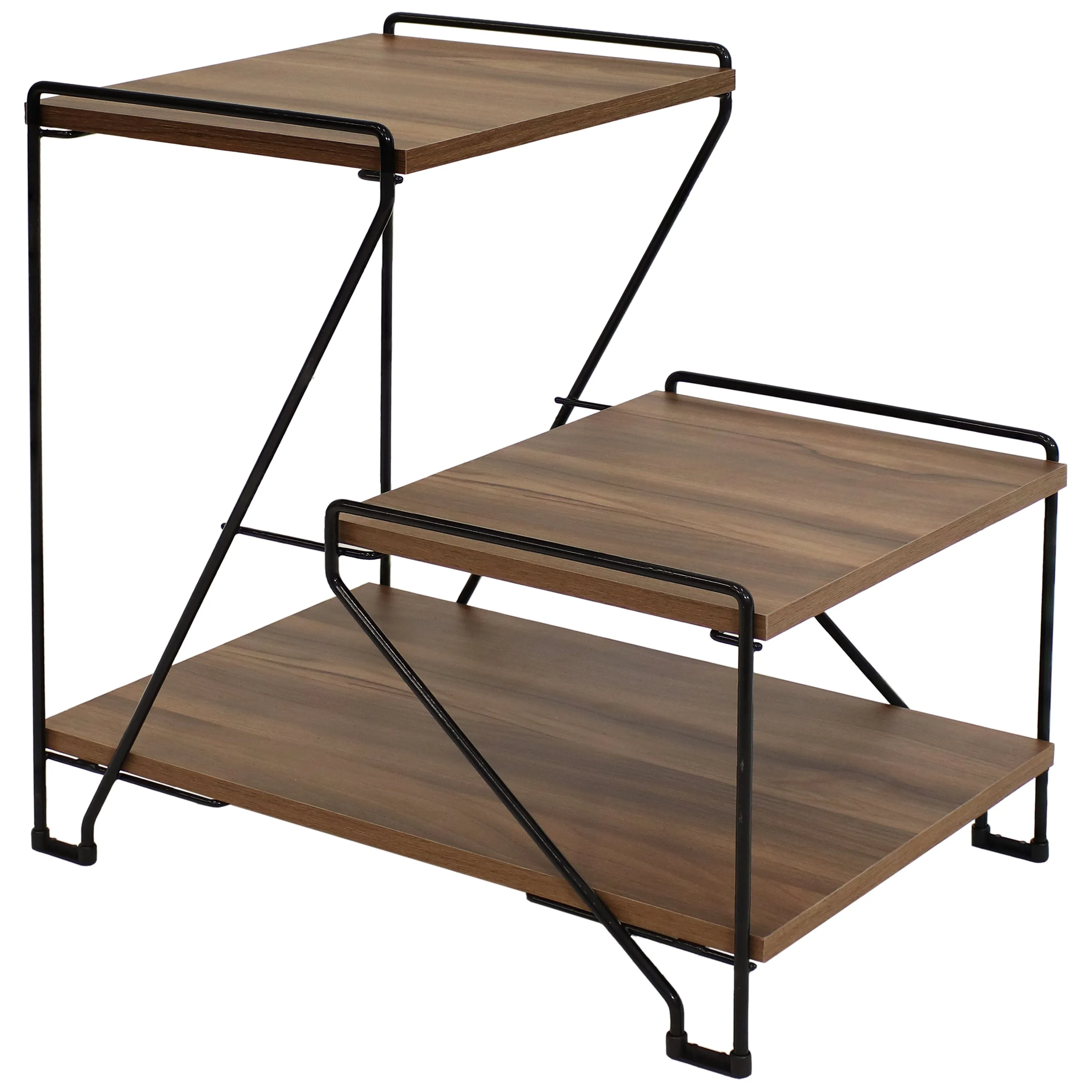 Sunnydaze Side Table with Faux Woodgrain Shelves - 21” H