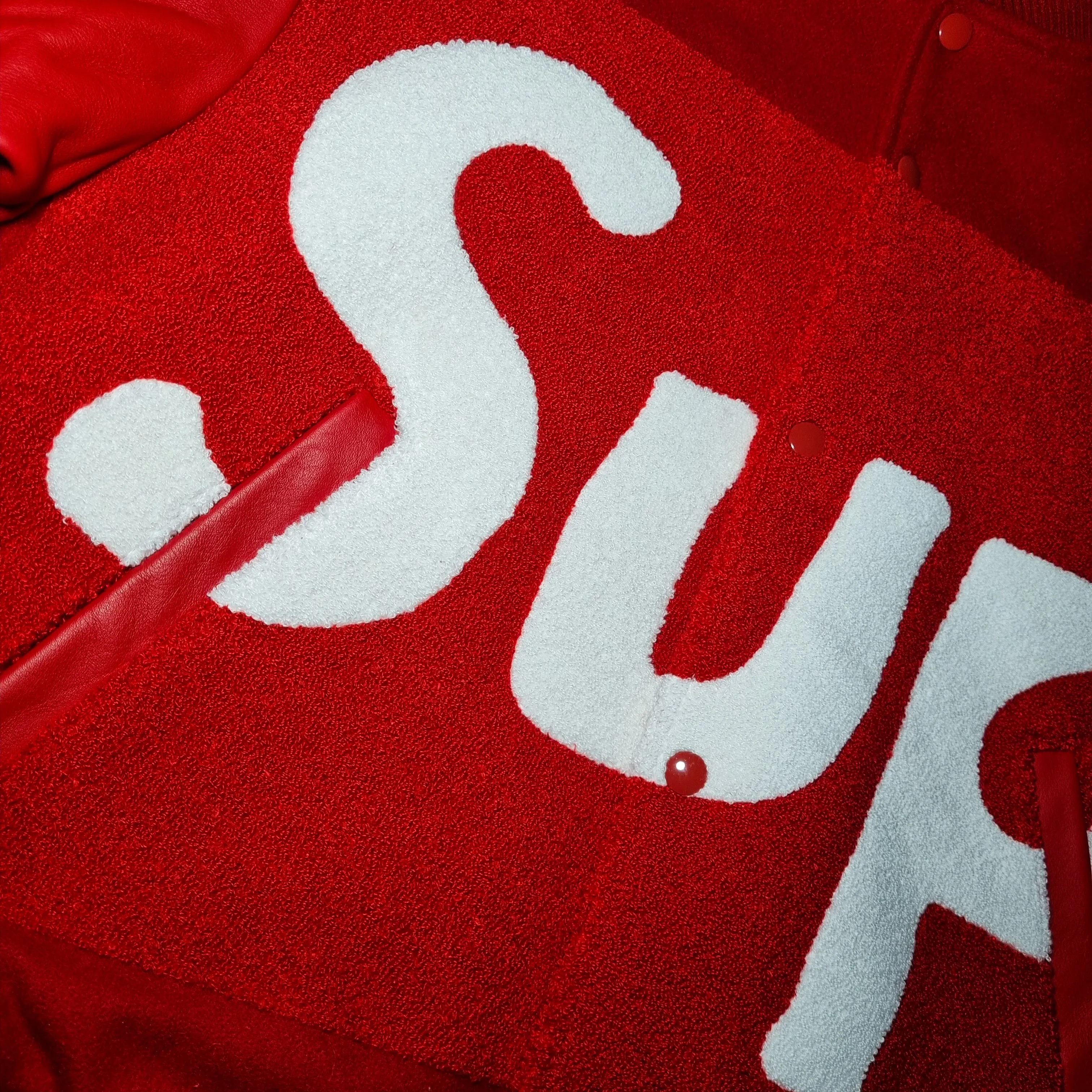 Supreme Big Logo Chenille Varsity Jacket Red
