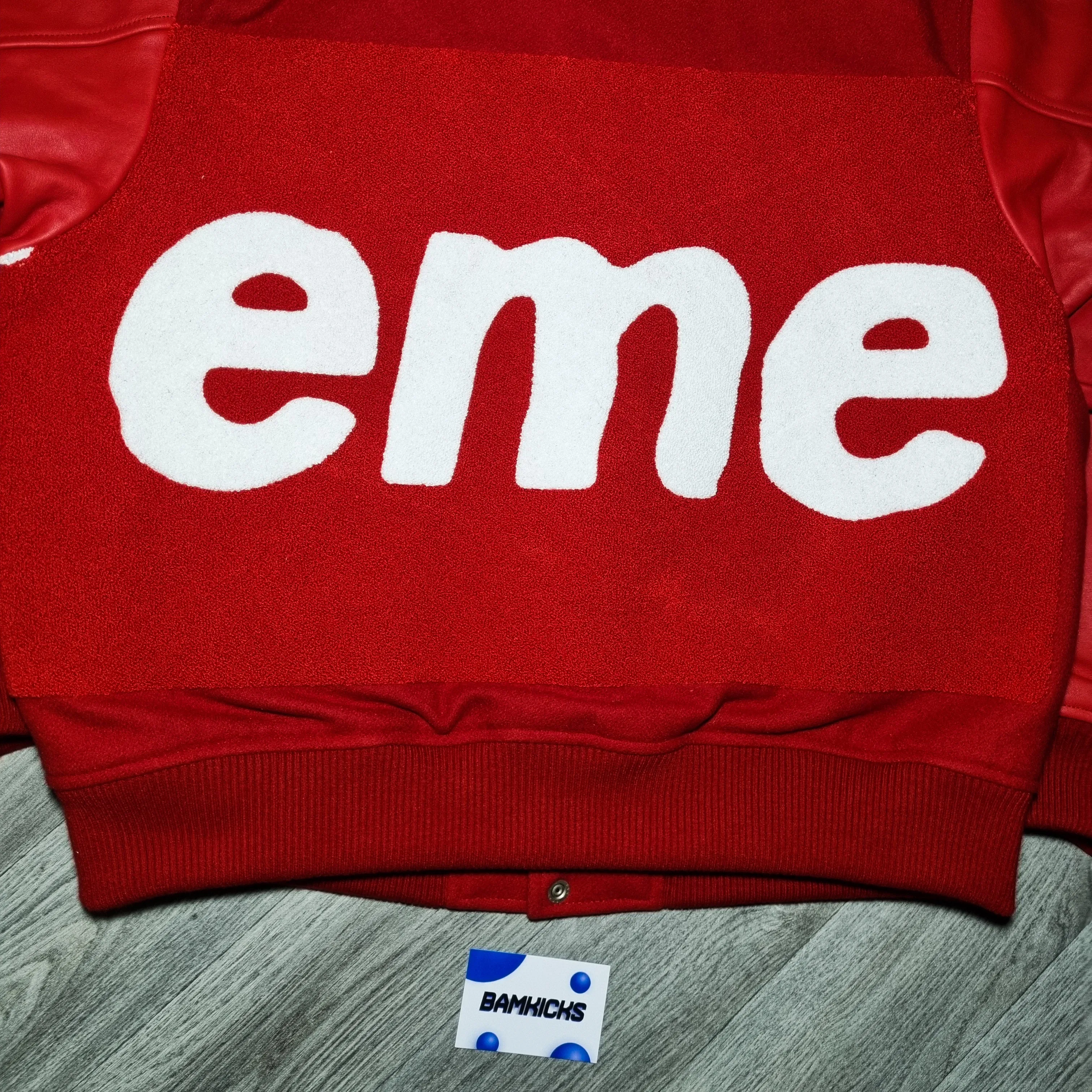 Supreme Big Logo Chenille Varsity Jacket Red