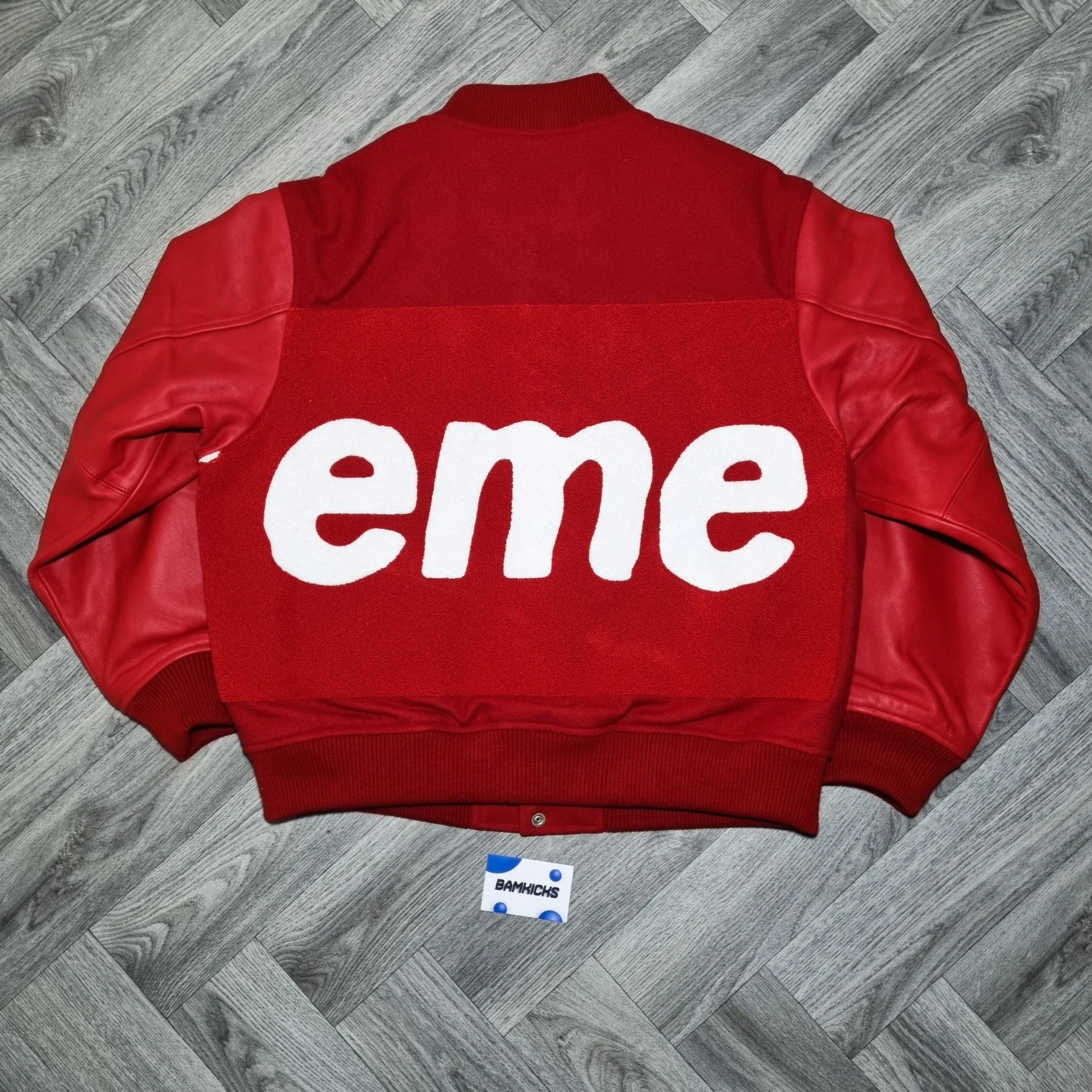 Supreme Big Logo Chenille Varsity Jacket Red