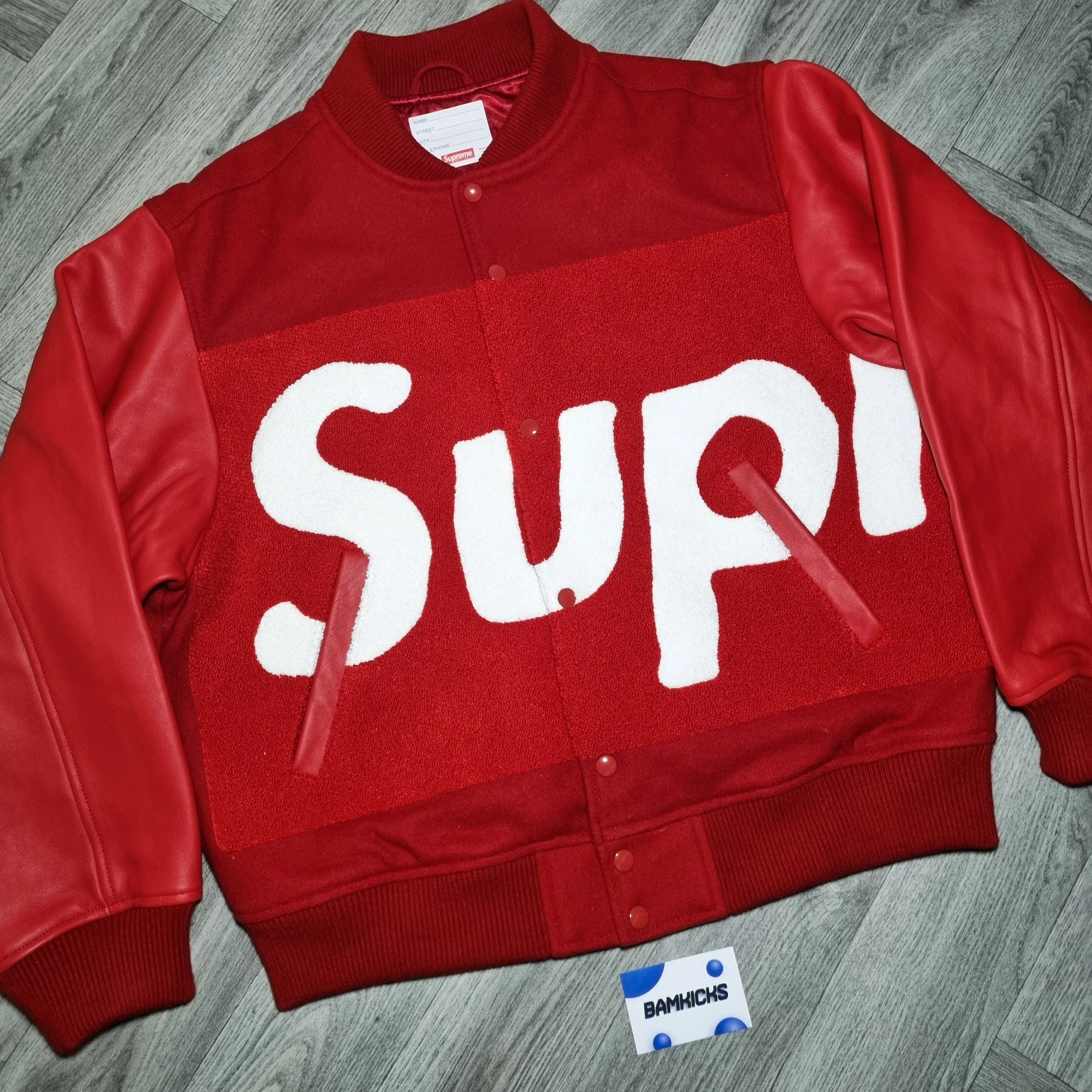 Supreme Big Logo Chenille Varsity Jacket Red